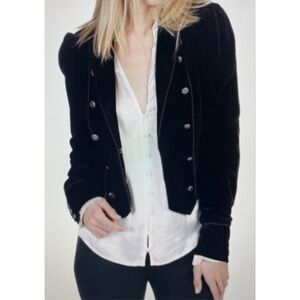 Paige Maribel Black Velvet Cropped Military Jacket NEW!